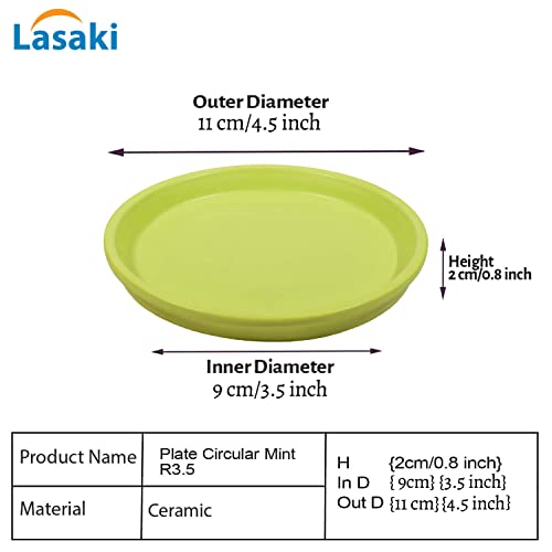 Image of Lasaki Round Ceramic Trays (Plates Saucers) for Pots, planters, Flower, Succulent(Set of 2,Mint,3.5 inch) R3.5(Plants not Included)