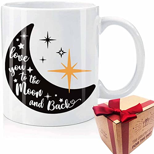 Love You To The Moon And Back Cute Bear Office Coffee Mug gift for Gf, Coffee Mug for Girlfriend, Boyfriend Wife Husband Son Daughter11oz
