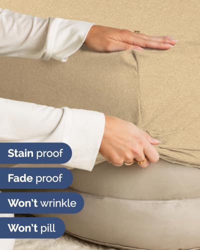 Image of Extra Deep Flex Top Split Head King Fitted Sheet - Hotel Luxury Single Fitted Sheet Only - Easily Fits 18 inch to 24 inch Mattress - Ultra Soft, Wrinkle Free w /Extra Deep Pockets - Heathered Tan