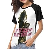 Janet Music Jackson Control Ladies Casual Baseball Short-Sleeved T-Shirt Raglan Sleeve Round Neck Sports Shirt Black X-Large