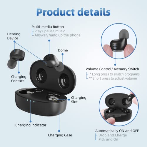Maihear Bluetooth Otc Rechargeable Hearing Aids For Seniors & Adults Gift With App Control, 16-Channel Digital Tws Earbuds Hearing Device With Noise Cancelling And Feedback Reduction, Black #TOP1