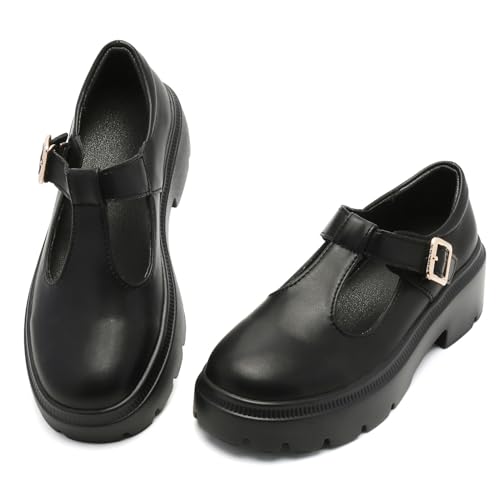 Ruiatoo Women Mary Jane Dress Shoes Platform Loafers Low Heel Chunky Pumps Round Toe Oxford Shoes