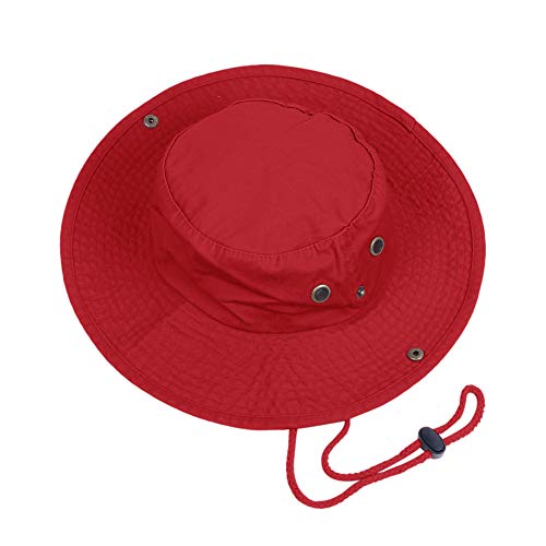 Bucket Hat Hiking Fishing Wide Brim Uv Sun Protection Safari Unisex Boonie (Red, Small/Medium) #TOP1