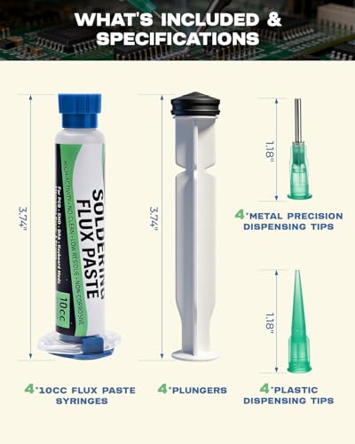 No Clean Solder Flux Paste for Electronics Repair, Lead-Free Rosin Soldering Flux, 4 Pack 10cc Syringe Flux Paste for PCB, SMD, SMT, Desoldering, DIY Soldering, Circuit Board Maintenance and Rework - Thumbnail 7
