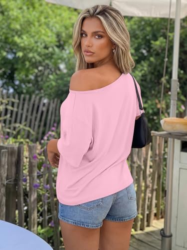 Image of Trendy Queen Womens Off the Shoulder Tops Oversized Summer Spring T-Shirts 2026