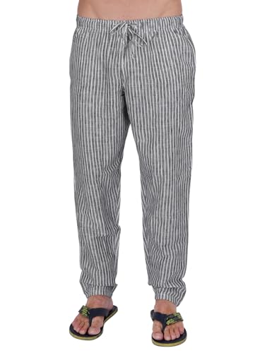 Image of Mens Cotton Linen Striped Plus Size Pyjama