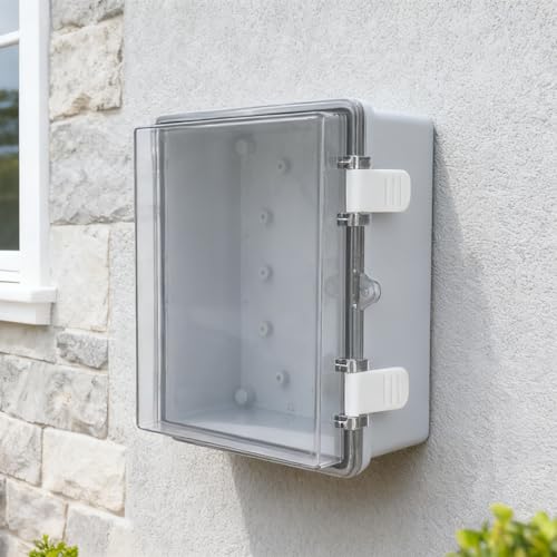Boîtier de jonction extérieur IP67 en ABS renforcé avec couvercle gris à charnière