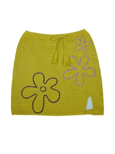 Spongebob Squarepants Flower Clouds Green Crochet Mini Skirt
