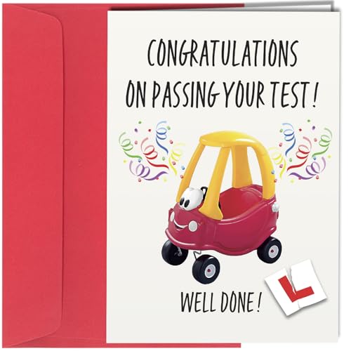 Congratulations Driving Test Card for Him or Her - Passing Your Driving Test - Well Done Passing Exam Cards for Men and Women - Card for Son Daughter Grandchild L Plate #354