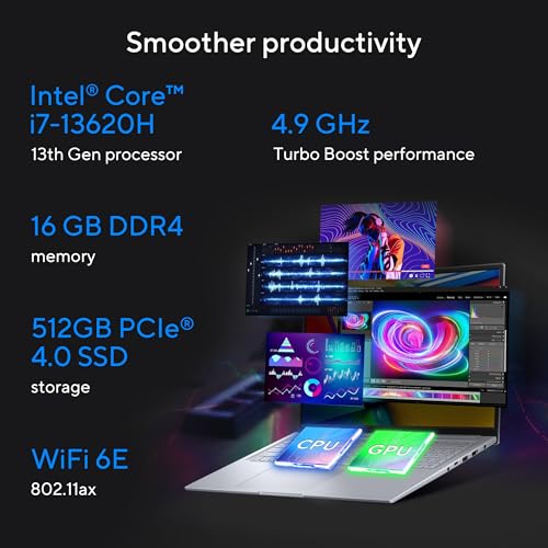 Image of ASUS Vivobook 16X,Smartchoice,Intel Core i7-13620H,Creator /Gaming Laptop(RTX 3050-4GB /16GB RAM /512GB SSD /FHD+ /16 inch /144Hz /M365 Basic (1Year)* /Office Home 2024 /Cool Silver /1.8 Kg) K3605VC-RP492WS