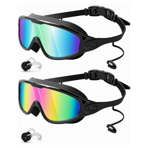 Rantizon Swim Goggles 2 Pack, Wide View Anti Fog&UV Swimming Goggles for Audlt, No Leaking Pool Accessories for Men Women Youth