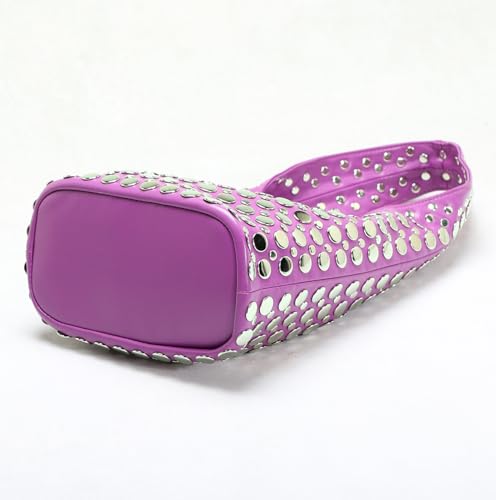 Stylish Studded Hobo Bag Y2K Rivets Bucket Purse for Women Trendy Small Shoulder Tote Handbag4