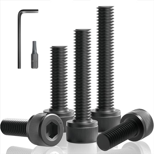 Jyvex Lot de 70 vis M3 x 25 noires à tête cylindrique M3 à six pans creux, D912 12.9 en acier au carbone classe 12.9, filetage complet, avec clé