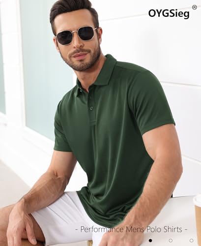 OYGSieg 5 Pack Polo Shirts for Men Quick Dry Short Sleeve T-Shirts Performance Mens Golf Shirts for Work Athletic3