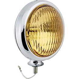 Speedway Motors Chrome Vintage Style Fog Light, 12 Volt, Amber Lens