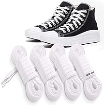 MARKETIFAR Lacets Blancs pour Baskets-4 Paires Lacet Blanc-Lacet Chaussure-Parfait pour Converse Haute-Lacets blancs plats-120 cm-7 œillets