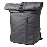 Journext Rolltop Rucksack Pace / Schwarzer Rucksack - Minimalistische Optik / Wasserfest / Laptopfach bis 15 Zoll / Rolltop Rucksack Damen und Herren / Laptop Rucksack / Studenten Rucksack Schwarz