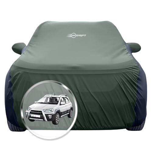 Image of NEODRIFT 'SuperTech' Car Cover for Toyota Etios Cross (100% Water-Resistant, All Weather Protection, Tailored Fit, Multi-Layered & Breathable Fabric) (Colour: L.Green+Black)