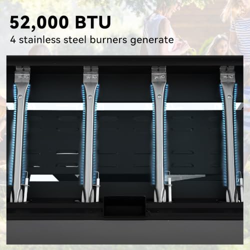 Image of Royal Gourmet GB4008B 4-Burner Gas Griddle, Recessed Fry Zone, Camping