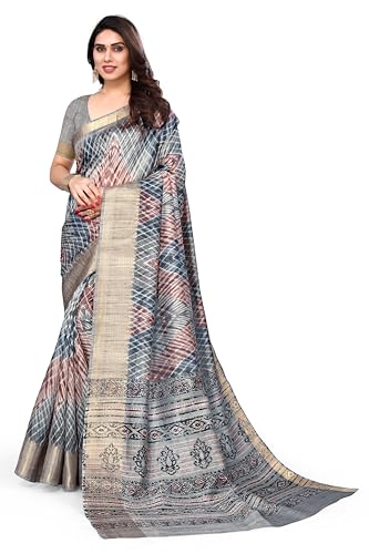 Image of MIRCHI FASHION Women Saree Cotton Silk Batik Block Printed | Breathable Office Wear and Regular Use Sari with Blouse Piece