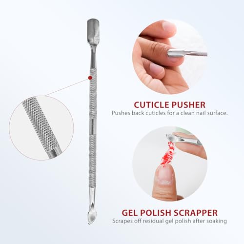 Delanie Nagelhautzange Set, Nagelhautschieber mit Gabel, Edelstahl Nagelhautentferner, Professionelles Werkzeug für Maniküre, Pediküre, für abgestorbene Haut und Nagelhaut, 3 Stück
