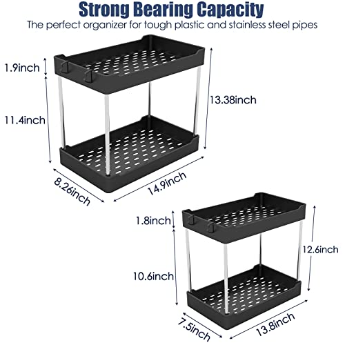 Tailide Under Sink Organizers And Storage (2 Pack), 2 Tier Bathroom Organizer Under Sink, Black Under Kitchen Sink Organizers And Storage, Cleaning Supplies Organizer, Counter Under Cabinet Storage #TOP5