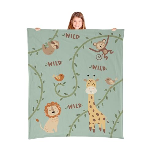 Karisma Decor Premium Lightweight Safari Animal Plush Throw Blanket – Safari Animal Themed Bedroom - Ideal for Kids Gift - Nursery - Printed in America - 50