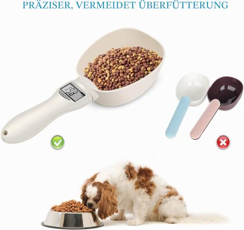 Löffelwaage Hundefutter, Gobesty Messlöffel Elektronisch, Löffelwaage Digital, Futterschaufel Hund Waage mit LCD Anzeige, Hundefutter Messbecher mit Waage, Digital Scoop Zur Präzisen Messung