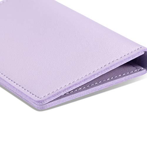 Hiscow Minimalist Thin Bifold Card Holder - Italian Calfskin (Lilac) #TOP3