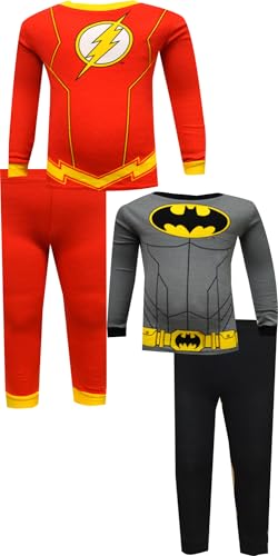Komar Kids Batman and The Flash Cosplay 4-Piece Boys Pajama Set