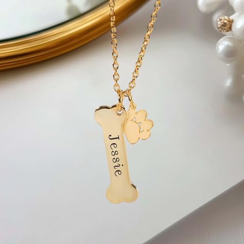 Custom Dog Bone Memoria, Personalized Dog Name Necklace With Paw Print Charm,Keepsake Pet Name Necklace, Memorial Necklace With Names For Dog Lovers - Pet Jewelry Puppy Animal Pendant,Pet Memorial Gift, Christmas Gift for Her4