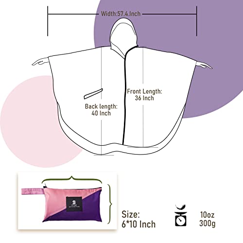 Image of SaphiRose Adult Rain Poncho Waterproof Hooded Zipper Raincoat with Pockets | OEKO-TEX Certified 100% Polyester, Lightweight Packable Storage Pouch, Heat-Sealed Seams, Quick-Dry for Outdoor Hiking