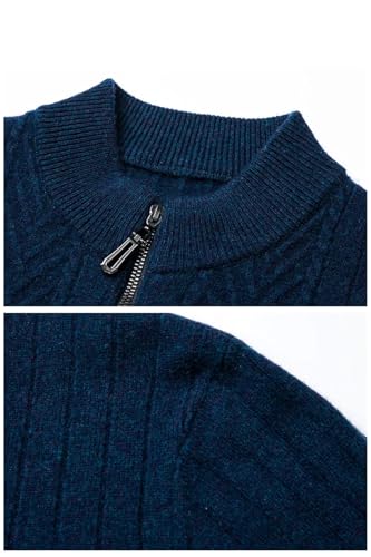 Men's Autumn Winter Cashmere Sweater Zipper Crew Neck Sweater Cardigan Thickened Wool Sweater4