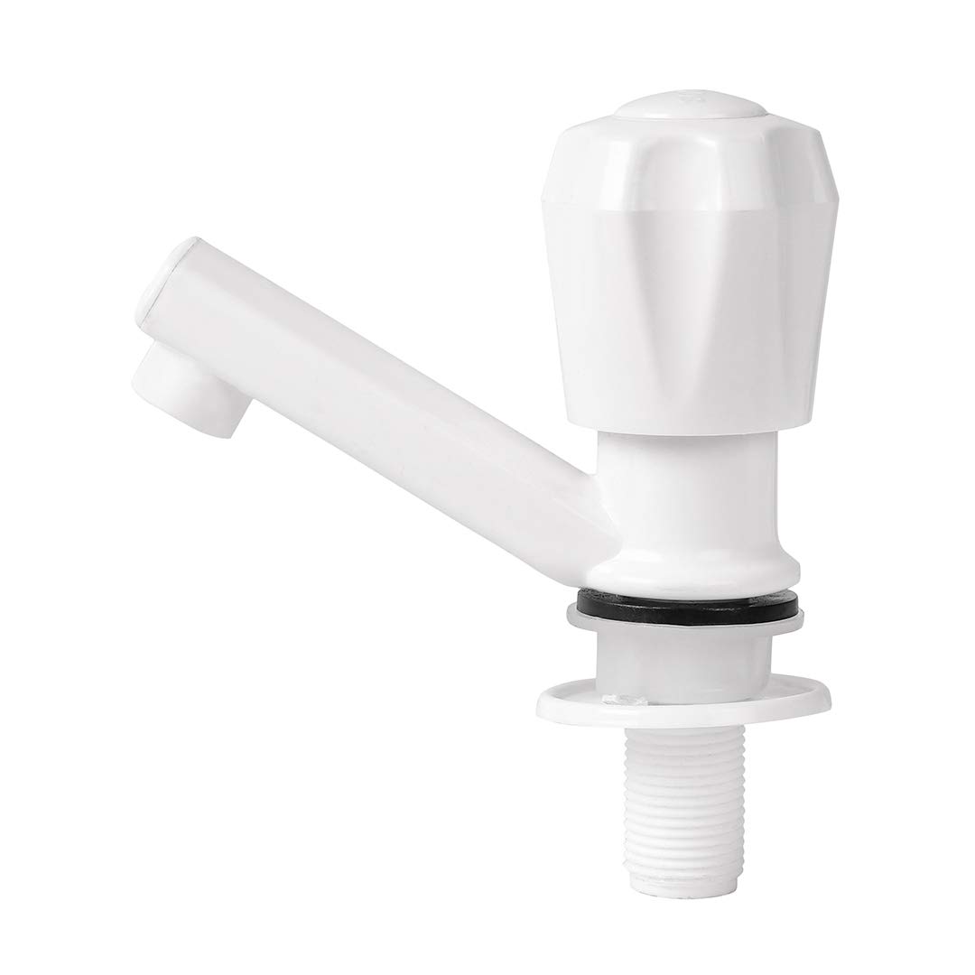 SOCCER Heavy Duty Crystal Plastic Pillar Cock Tap Faucet- PVC & P.P. Material Standard Size Hot & Cold Water