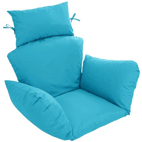 Egg Chair Cushion – Outdoor Hanging Chair Cushion, Replacement Cushions for Patio Swing, Waterproof, Fade- Resistant, Removable & Machine Washable Cover, Teal