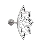 LNIEER Pendientes de titanio hipoalergénicos para mujer, aretes bohemios para cartílago, hélice, gótico, punk, geométrico, mandala, flor de loto, aretes de piercing ocultos para hélice, joyería de