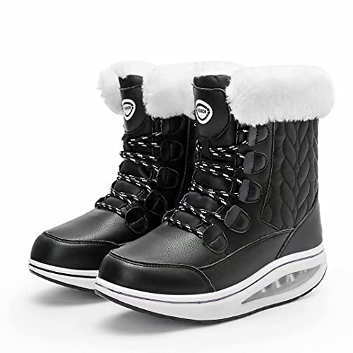 Women's Mid-Calf Lace-up Snow Boots - Warm Winter Shoes