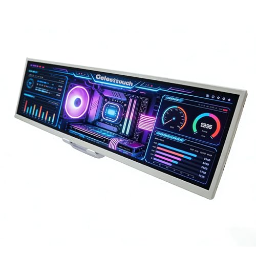 Image of 14.5Incn 2.5K Touchscrcen BarMontor,2560x720 IPS Portable CD Scrcen wth 10-Point Touch, 60 Rerteshn Rate.350nt Brightiness, USB C Drver Beard Yx25kK Tor DY Game PC (White Shell)