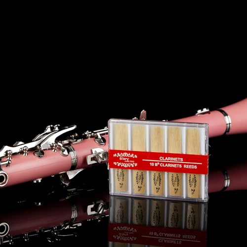 Image of Glory GLY-CLAPK Professional Ebonite Bb Clarinet with 10 Reeds, Stand, Hard Case, Cleaning Cloth, Mouthpiece Brush and Pad Brush,Pink /Silver