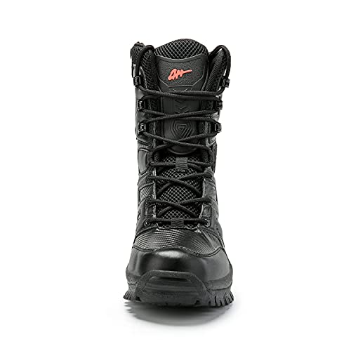 Image of Men's Tactical Military Work Boots Side Zipper Lightweight Outdoor Motorcycle Boots Waterproof Combat Army Boots for Men