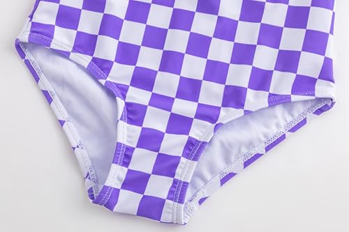Image of LIZENS Girls One Piece Swimsuit Stylish Ruffled Plaid Swimwear for Kids