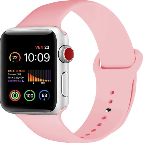 Bracelet sport Apple Watch rose en silicone souple anti-transpiration