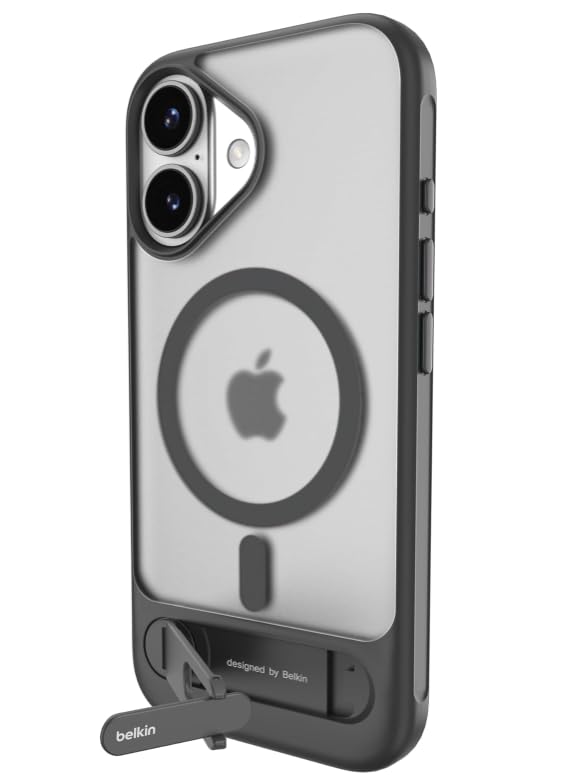 Image of Belkin for iPhone 17 Case with Kickstand | MagSafe Compatible | Touch Sensitive Camera Control - Military Grade, Anti-Slip, Magnetic, Shockproof, Protective | Black
