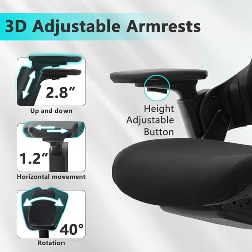 Image of CLATINA Office Chair Swivel Executive Chair, Adjustable Ergonomic Computer Chair with 3D Armrest and Lumbar Support, Mesh Backrest Task Chair for Home Office Conference Room, Studio, 2 Pack