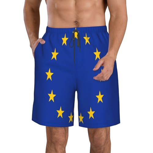 EU Flag Men's Beach Pants-Quick-Dry & Comfortable Mens Beach Shorts for Men, Perfect for Surfing and Everyday Wear