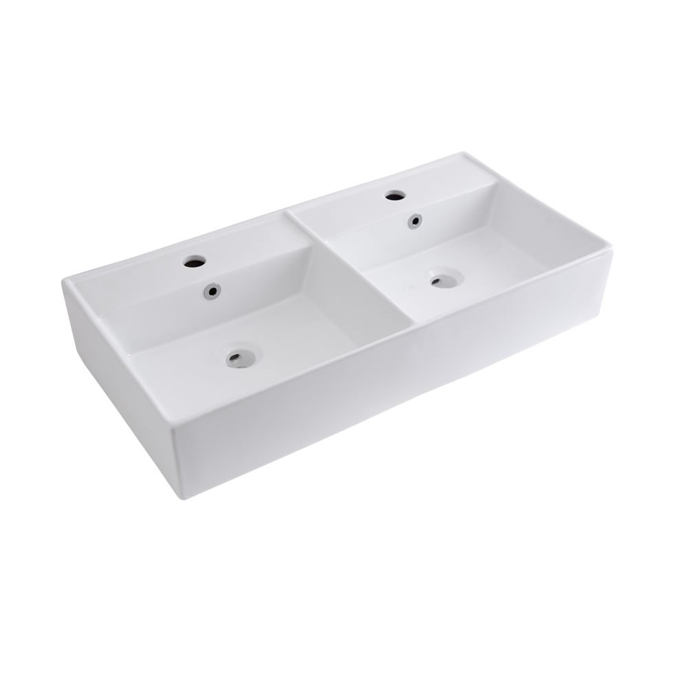 Milano White Dalton Countertop Or Wall Mounted Bathroom Basin Sink - 820Mm X 420Mm