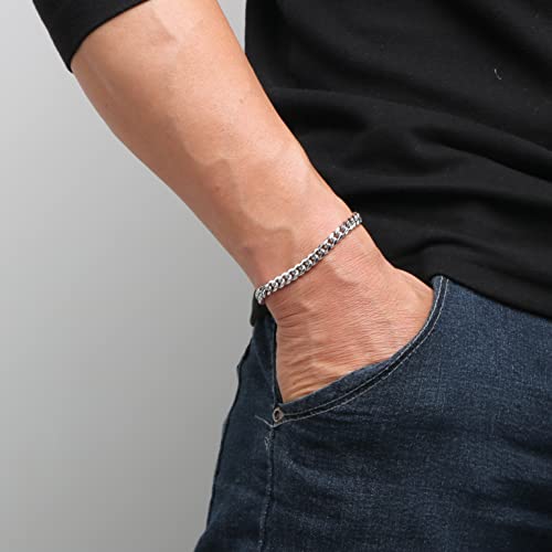 Joycuff Stainless Steel Bracelets For Men, Cuban Link Chain Bracelet For Boyfriend, Romantic Gifts For Him Birthday Valentine's Day 6 Mm Width 7.5 Inches Length #TOP1