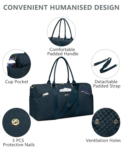 Image of Women Weekender Travel Duffle Bag: Travel Duffel Overnight Bags with Shoe Compartment Large Carry on Tote with Toiletry Bag Weekend Traveling Yoga Gym Hospital Bag for Women with Wet Pocket