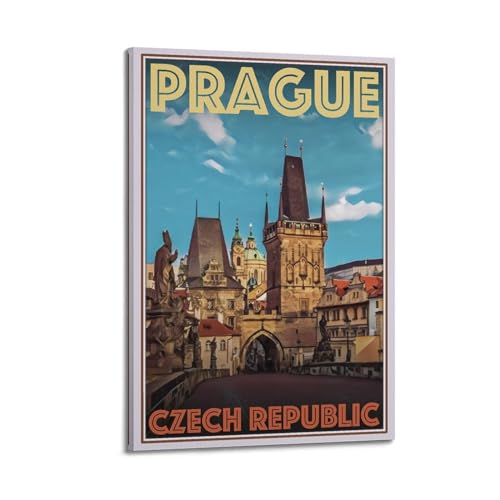 Poster Charles Bridge Koanga deco murale moderne pour chambre a coucher, toile 60x90 cm