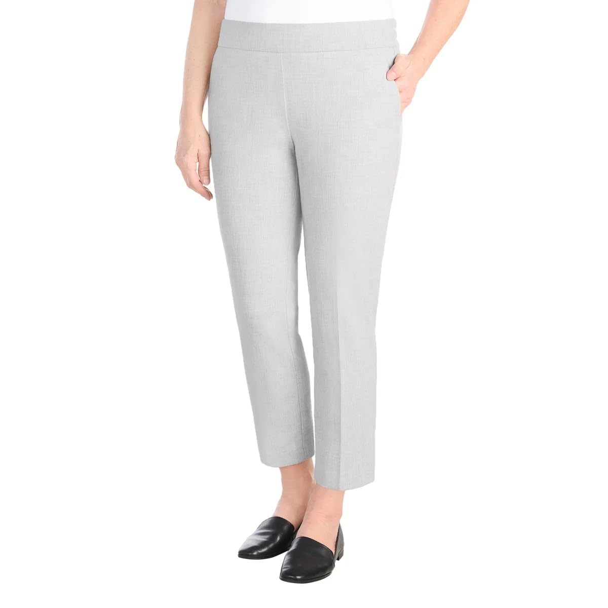Hilary Radley Womens Pull-on Dress Pants 4-Way Stretch Heather Gray Large